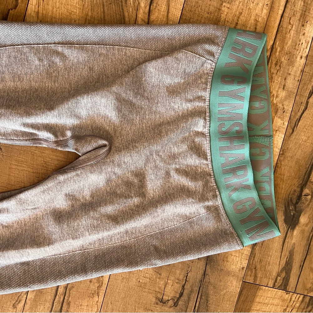Gymshark Gray Leggings with Teal Waistband